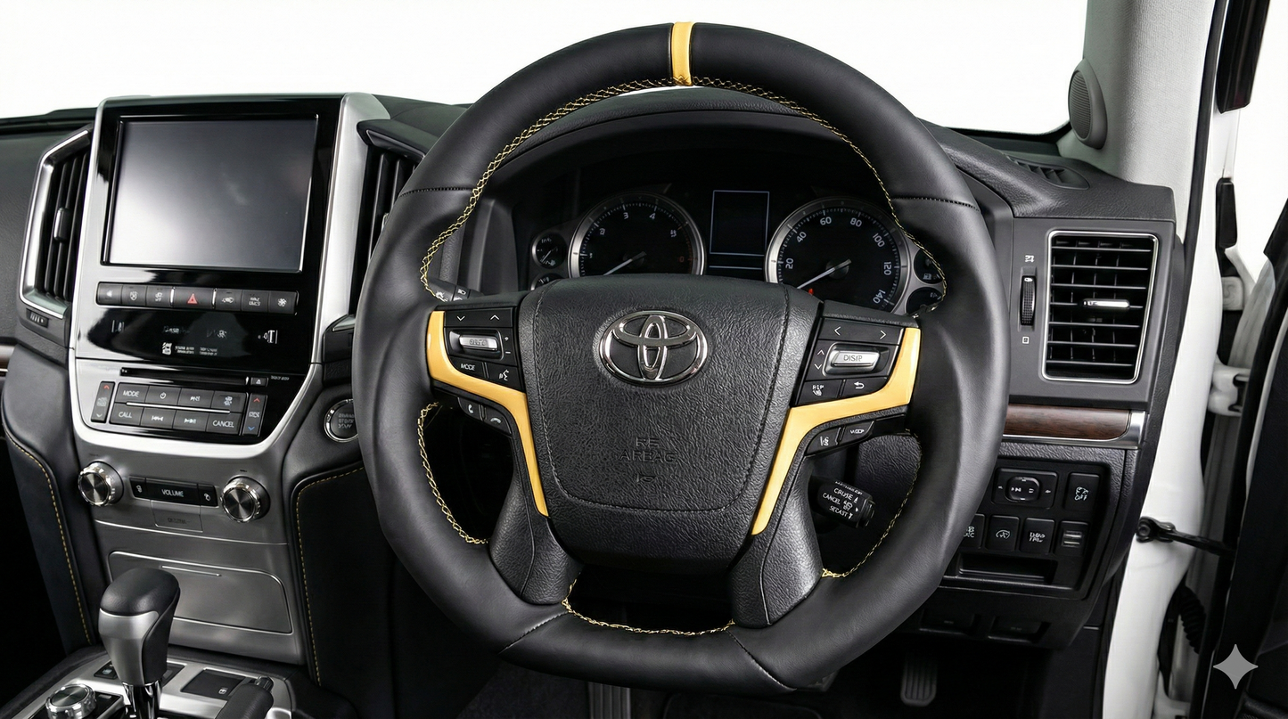 Leather Steering Wheel Upgrade For Toyota 200 Series Landcruiser (Sandy)
