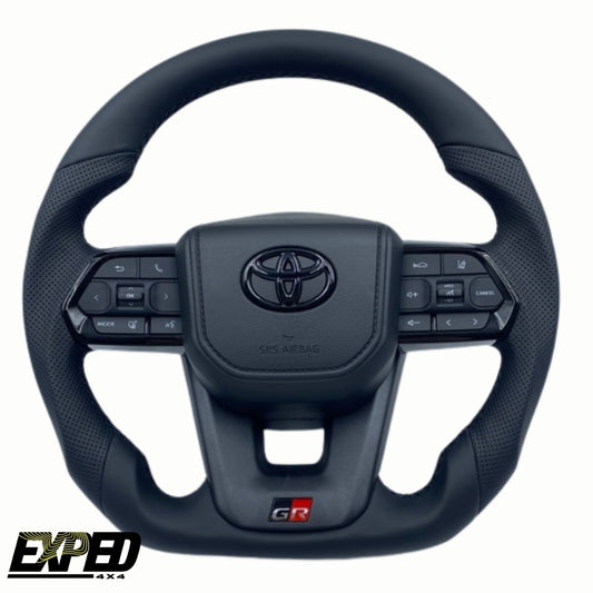 Toyota 70 Series Black Leather Steering Wheel Upgrade