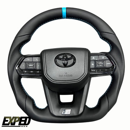 Toyota 70 Series Black Leather Steering Wheel Upgrade