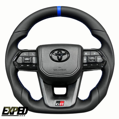 Toyota 70 Series Black Leather Steering Wheel Upgrade