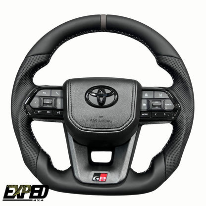 Toyota 70 Series Black Leather Steering Wheel Upgrade