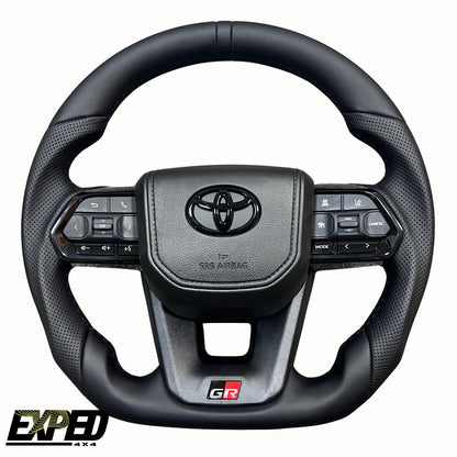 Toyota 70 Series Black Leather Steering Wheel Upgrade